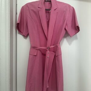 Pink Short Sleeve Belted Dress